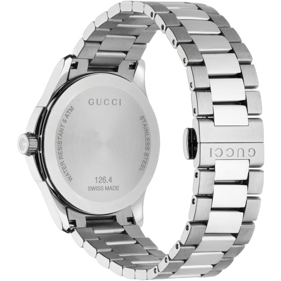 Gucci Unisex Swiss Made Quartz Stainless Steel Black Dial 38mm Watch YA126456