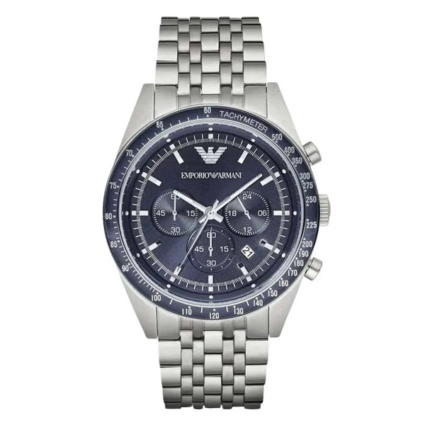 Emporio Armani Men’s Chronograph Quartz Stainless Steel Blue Dial 46mm Watch AR6072