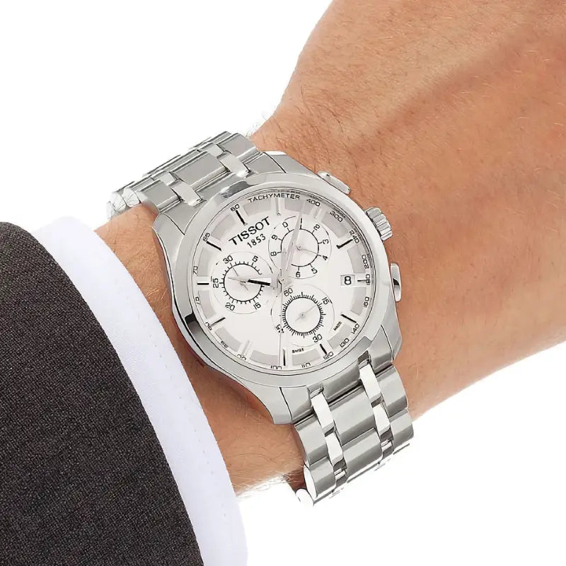 TISSOT Men’s Couturier Chronograph Quartz Swiss Made Stainless Steel Silver Dial 41mm Watch T035.617.11.031.00