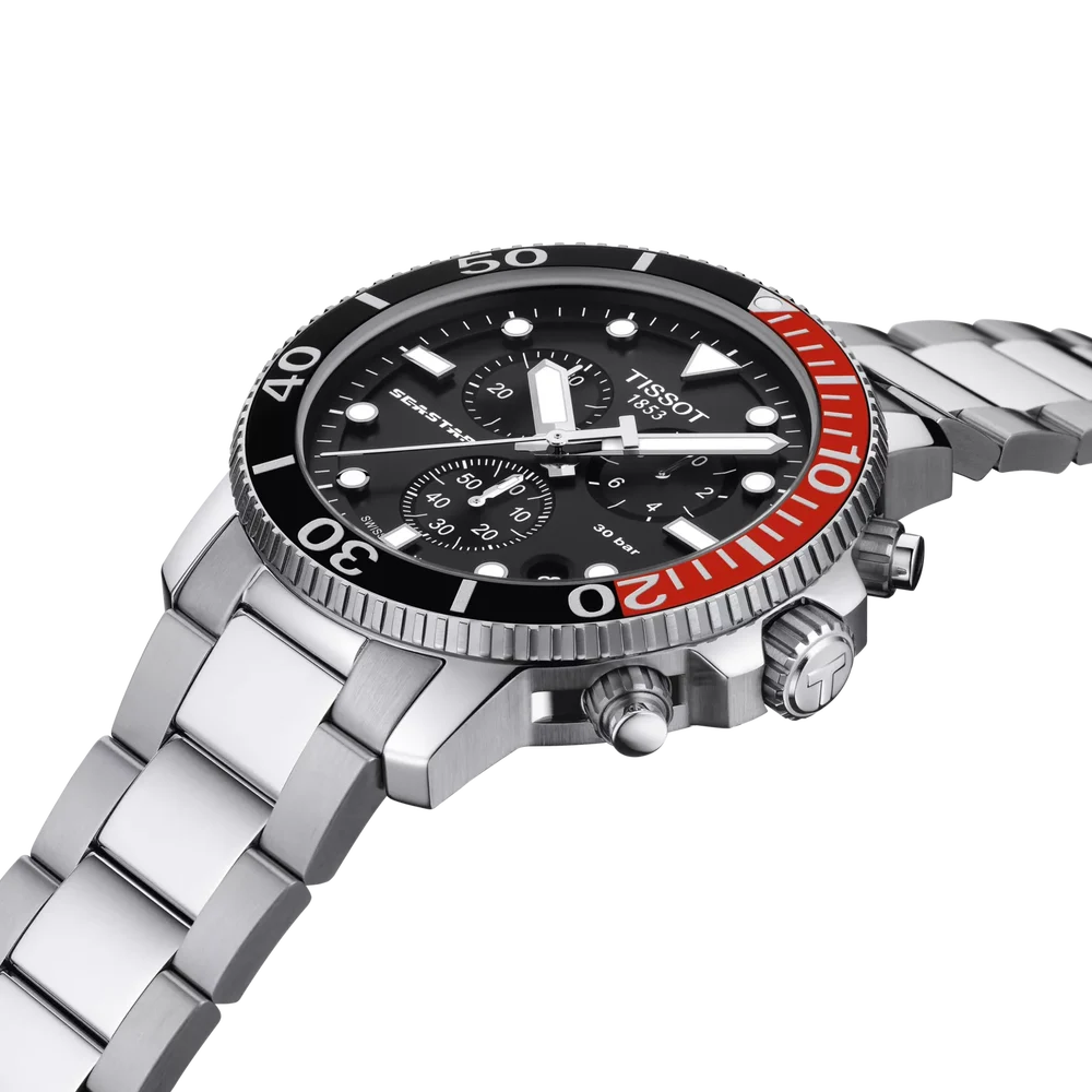 TISSOT Seastar 1000 Men’s Quartz Swiss Made Stainless Steel Black Dial 45mm Watch T120.417.11.051.01
