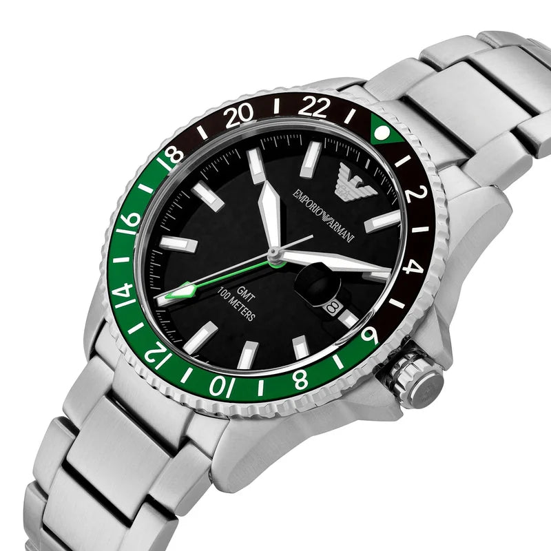 Emporio Armani Men’s Quartz Silver Stainless Steel Black Dial 42mm Watch AR11589
