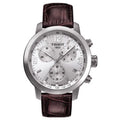 TISSOT PRC 200 Chronograph Men’s Quartz Swiss Made Brown Leather Strap Silver Dial 42mm Watch T055.417.16.037.00