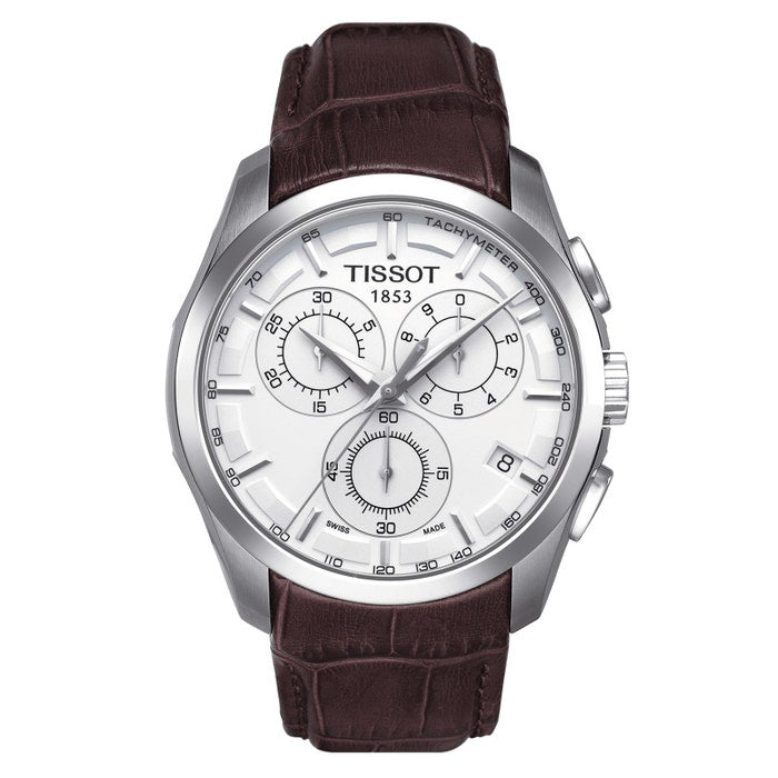 TISSOT Couturier Men’s Quartz Swiss Made Brown Leather Strap Silver Dial 41mm Watch T035.617.16.031.00