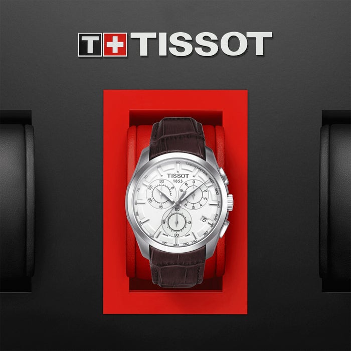 TISSOT Couturier Men’s Quartz Swiss Made Brown Leather Strap Silver Dial 41mm Watch T035.617.16.031.00