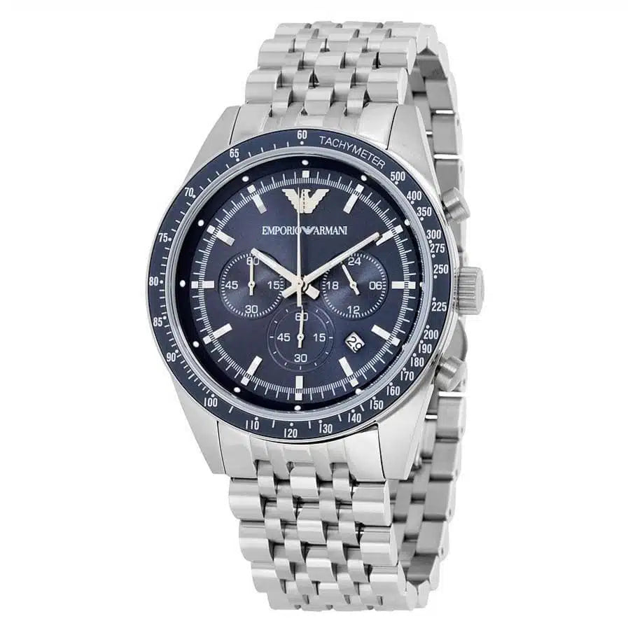 Emporio Armani Men’s Chronograph Quartz Stainless Steel Blue Dial 46mm Watch AR6072