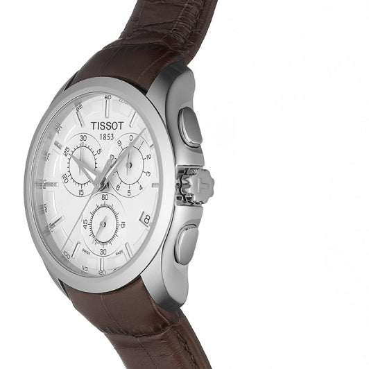 TISSOT Couturier Men’s Quartz Swiss Made Brown Leather Strap Silver Dial 41mm Watch T035.617.16.031.00