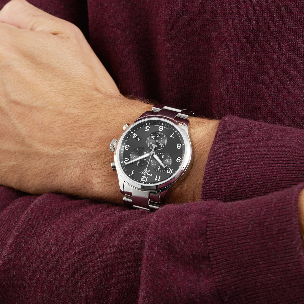 TISSOT Men’s Quartz Swiss-Made Silver Stainless Steel Black Dial 45mm Watch T116.617.11.057.01