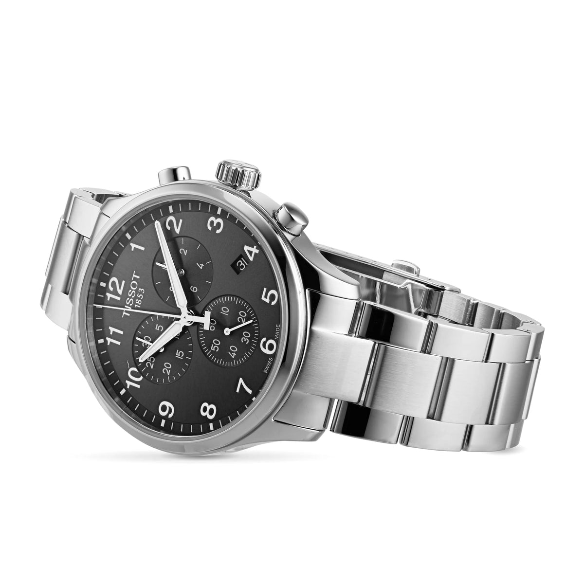 TISSOT Men’s Quartz Swiss-Made Silver Stainless Steel Black Dial 45mm Watch T116.617.11.057.01