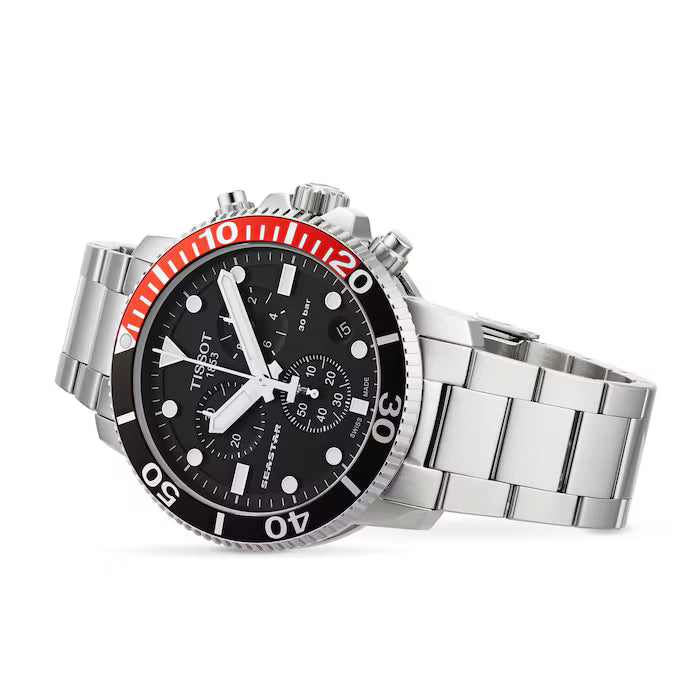 TISSOT Seastar 1000 Men’s Quartz Swiss Made Stainless Steel Black Dial 45mm Watch T120.417.11.051.01