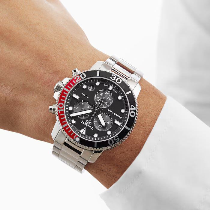 TISSOT Seastar 1000 Men’s Quartz Swiss Made Stainless Steel Black Dial 45mm Watch T120.417.11.051.01