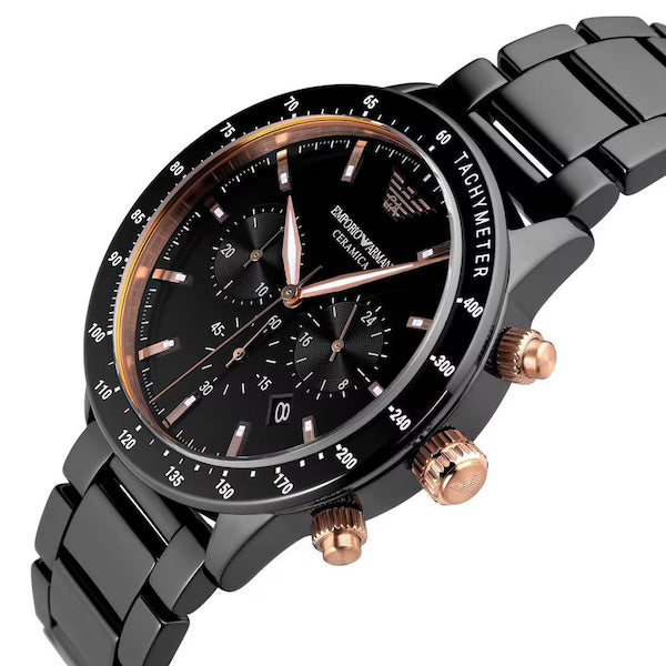 Emporio Armani Men’s Quartz Black Ceramic Black Dial 43mm Watch AR70002