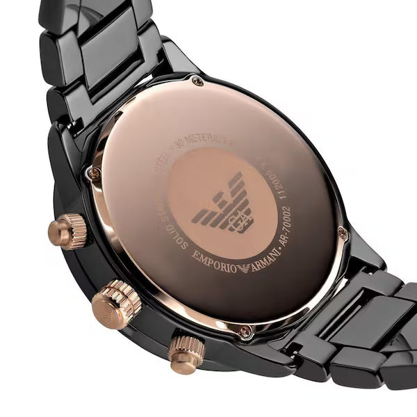 Emporio Armani Men’s Quartz Black Ceramic Black Dial 43mm Watch AR70002