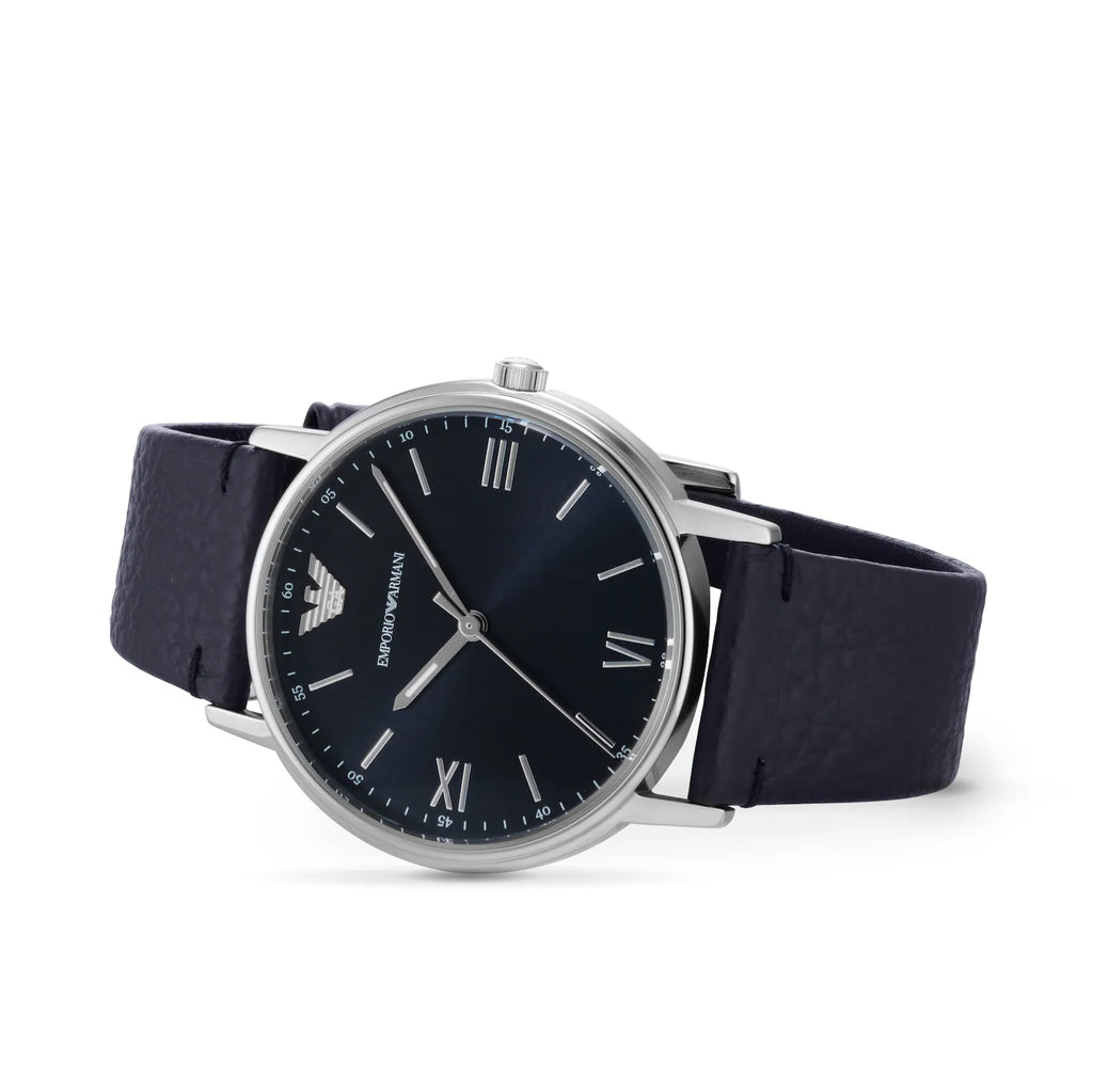 Emporio Armani Men’s Quartz Blue Leather Strap Blue Dial 41mm Watch AR11012