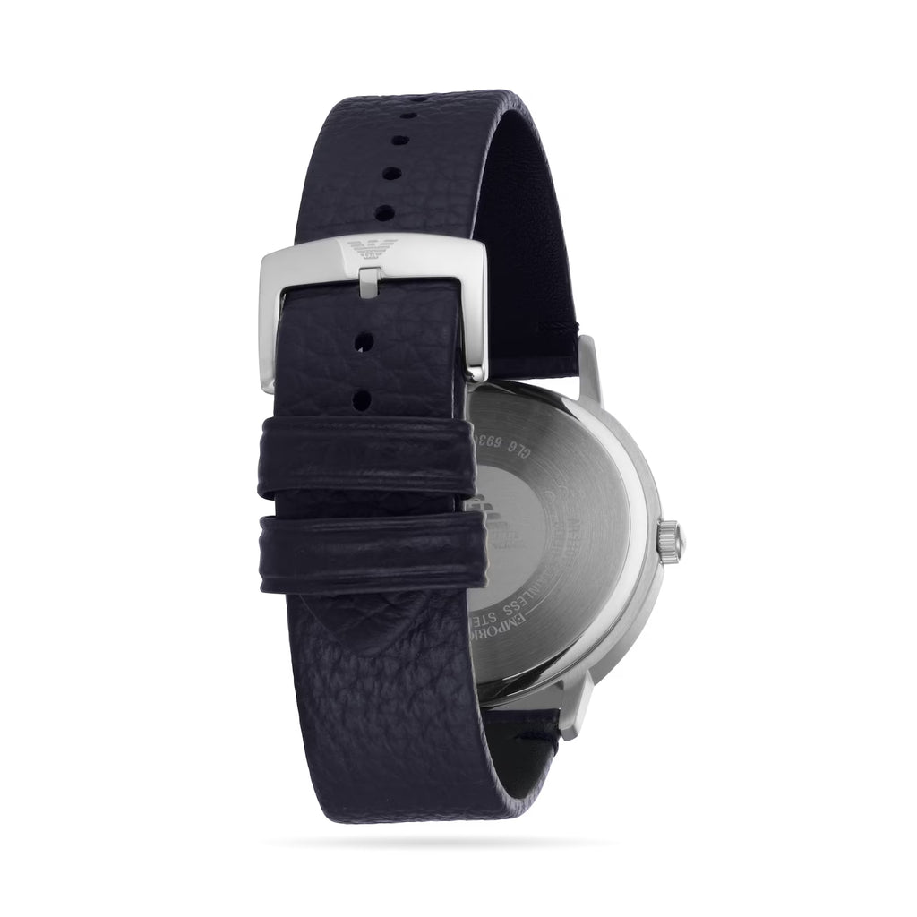 Emporio Armani Men’s Quartz Blue Leather Strap Blue Dial 41mm Watch AR11012