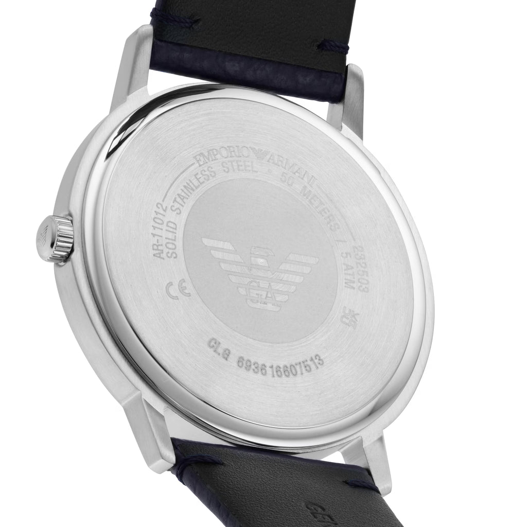 Emporio Armani Men’s Quartz Blue Leather Strap Blue Dial 41mm Watch AR11012