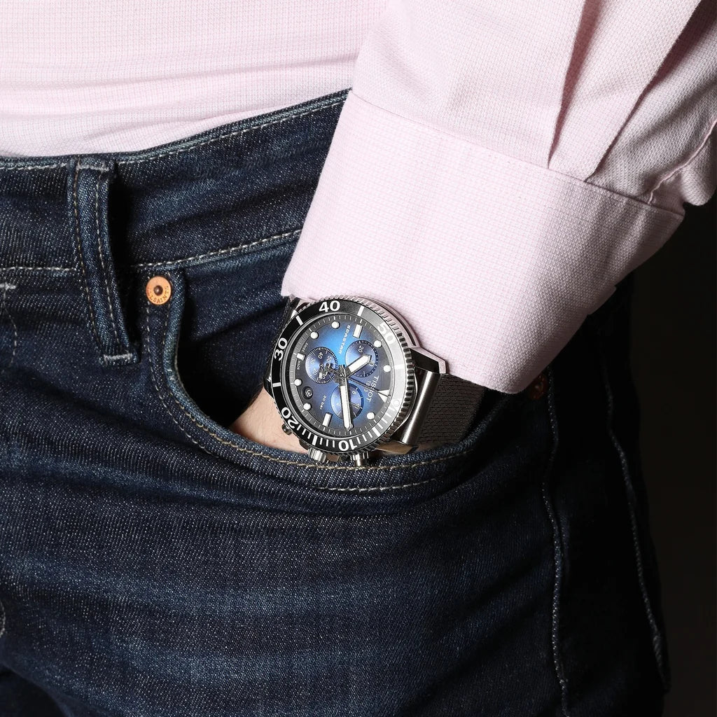TISSOT Seastar 1000 Men’s Chronograph Quartz Swiss Made Stainless Steel Blue Gradient Dial 45mm Watch T120.417.11.041.02
