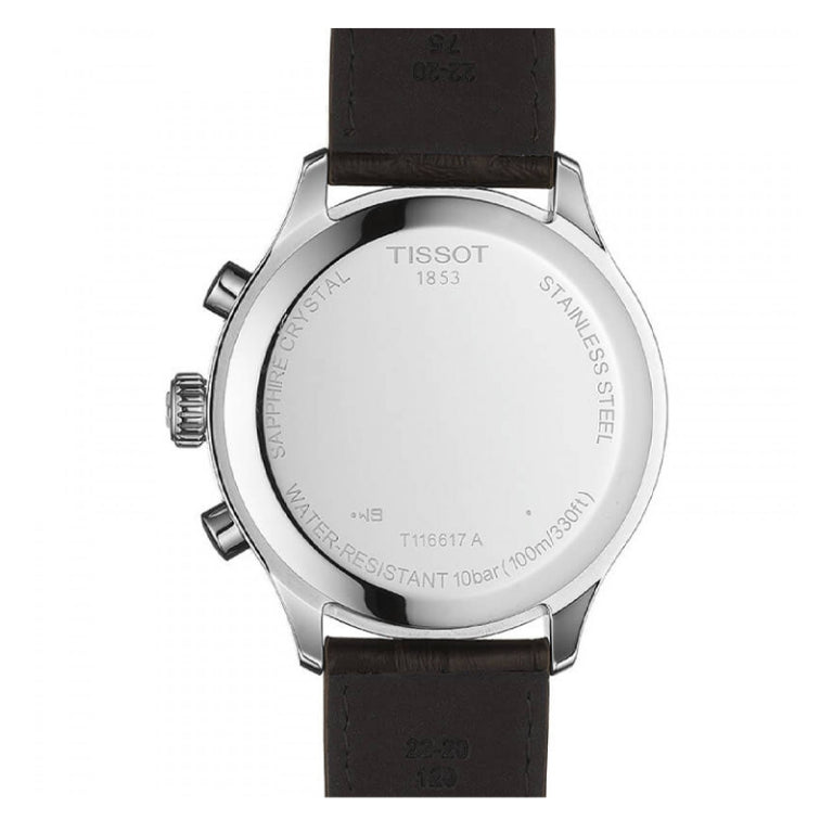 TISSOT Men’s Swiss Made Quartz Brown Leather Strap Silver Dial 45mm Watch T116.617.16.037.00