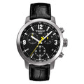 TISSOT Men’s PRC 200 Chronograph Quartz Swiss Made Black Leather Strap Black Dial 42mm Watch T055.417.16.057.00