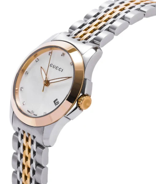 Gucci Women’s Swiss Made Quartz Stainless Steel Mother of Pearl Dial 27mm Watch YA126514