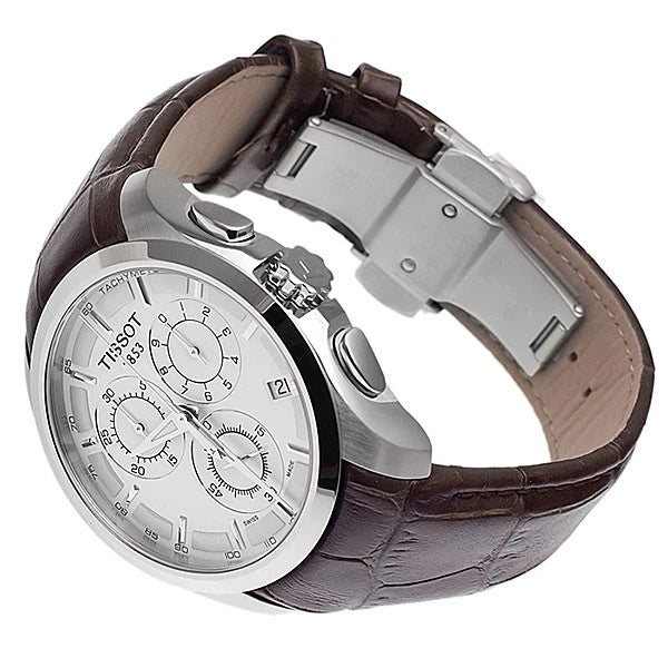 TISSOT Couturier Men’s Quartz Swiss Made Brown Leather Strap Silver Dial 41mm Watch T035.617.16.031.00