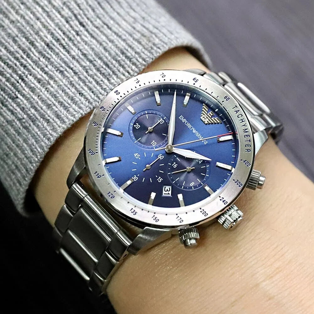 Emporio Armani Men’s Quartz Stainless Steel Blue Dial 44mm Watch AR11306