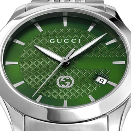Gucci Men’s Swiss Made Quartz Silver Stainless Steel Green Dial 38mm Watch YA1264108