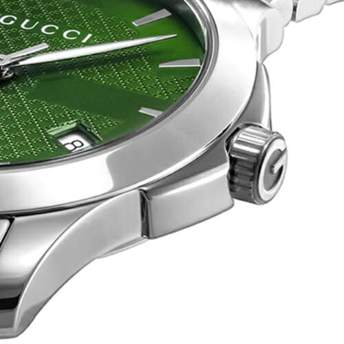 Gucci Men’s Swiss Made Quartz Silver Stainless Steel Green Dial 38mm Watch YA1264108