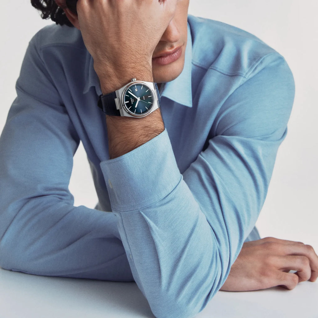 TISSOT PRX Men’s Quartz Swiss Made Blue Leather Strap Blue Dial 40mm Watch T137.410.16.041.00