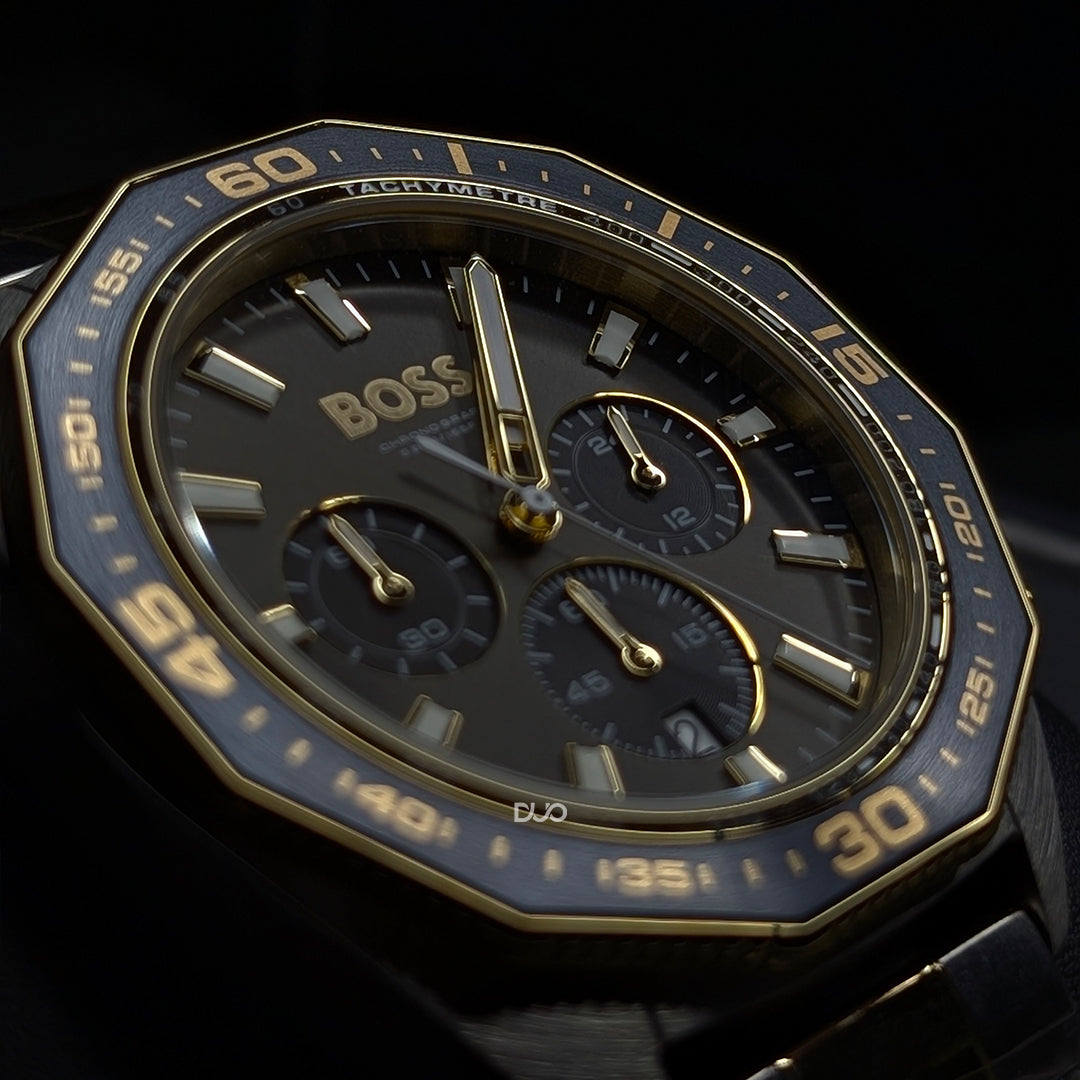 Hugo Boss Men’s Quartz Two Tone Stainless Steel Grey Dial 44mm Watch 1513974