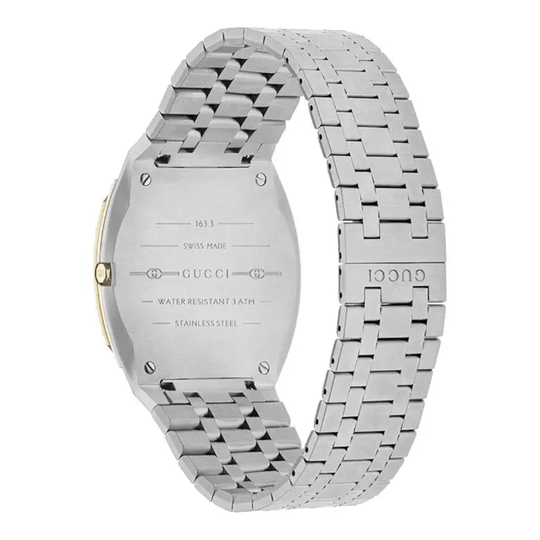 Gucci Men’s Swiss Made Quartz Silver Stainless Steel Champagne Dial 38mm Watch YA163405