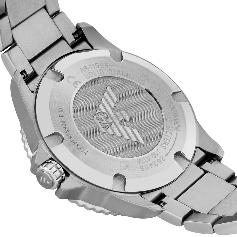Emporio Armani Men’s Quartz Silver Stainless Steel Black Dial 42mm Watch AR11589