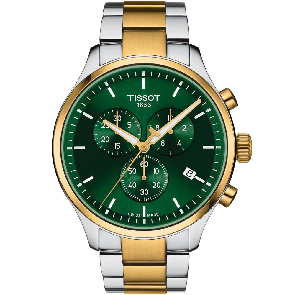 TISSOT Men’s Swiss Made Quartz Two-tone Stainless Steel Green Dial 45mm Watch T116.617.22.091.00