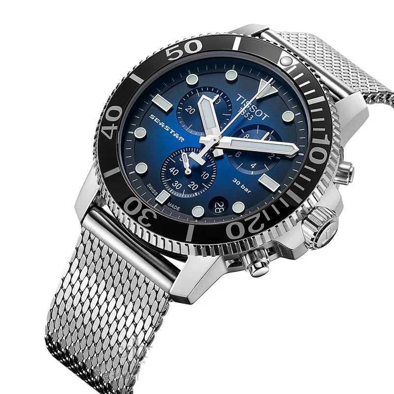 TISSOT Seastar 1000 Men’s Chronograph Quartz Swiss Made Stainless Steel Blue Gradient Dial 45mm Watch T120.417.11.041.02