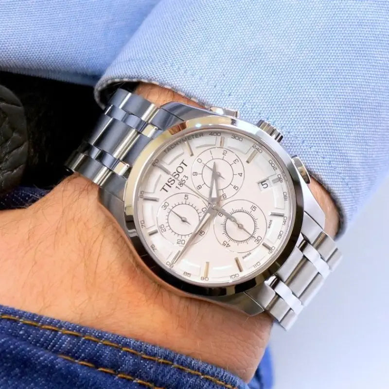 TISSOT Men’s Couturier Chronograph Quartz Swiss Made Stainless Steel Silver Dial 41mm Watch T035.617.11.031.00