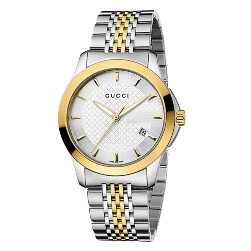 Gucci Unisex Swiss Made Quartz Stainless Steel Silver Dial 38mm Watch YA126409