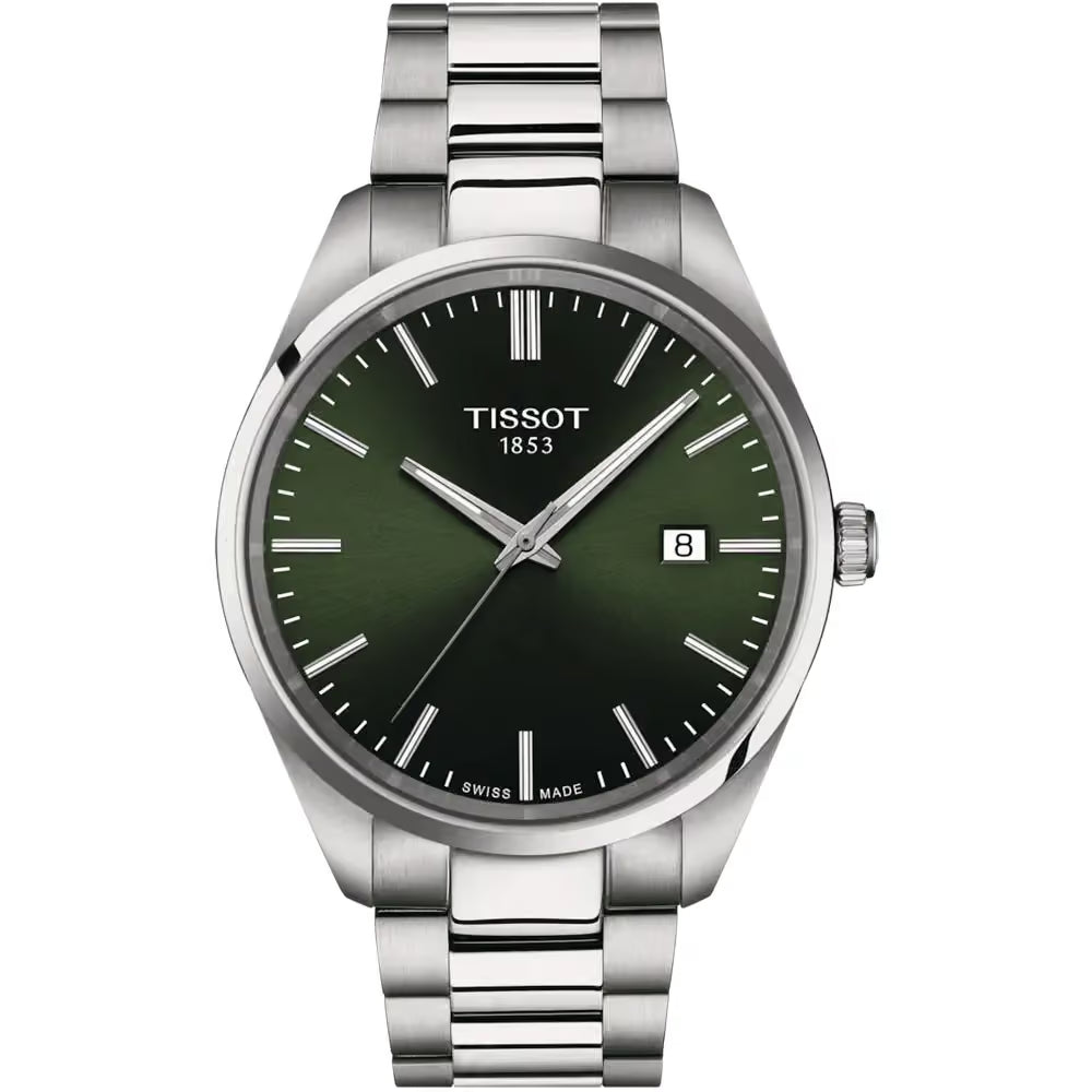 TISSOT Men’s Quartz Swiss Made Silver Stainless Steel Green Dial 40mm Watch T150.410.11.091.00