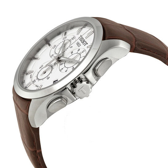 TISSOT Couturier Men’s Quartz Swiss Made Brown Leather Strap Silver Dial 41mm Watch T035.617.16.031.00