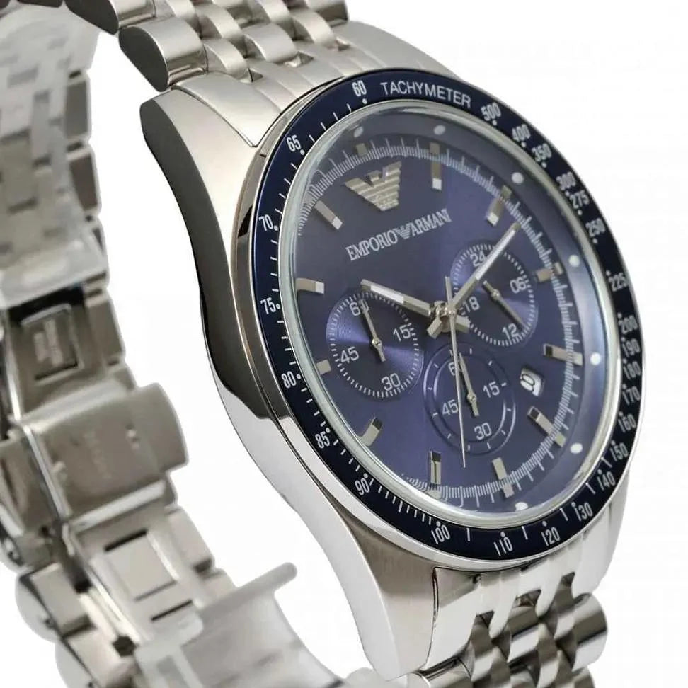 Emporio Armani Men’s Chronograph Quartz Stainless Steel Blue Dial 46mm Watch AR6072