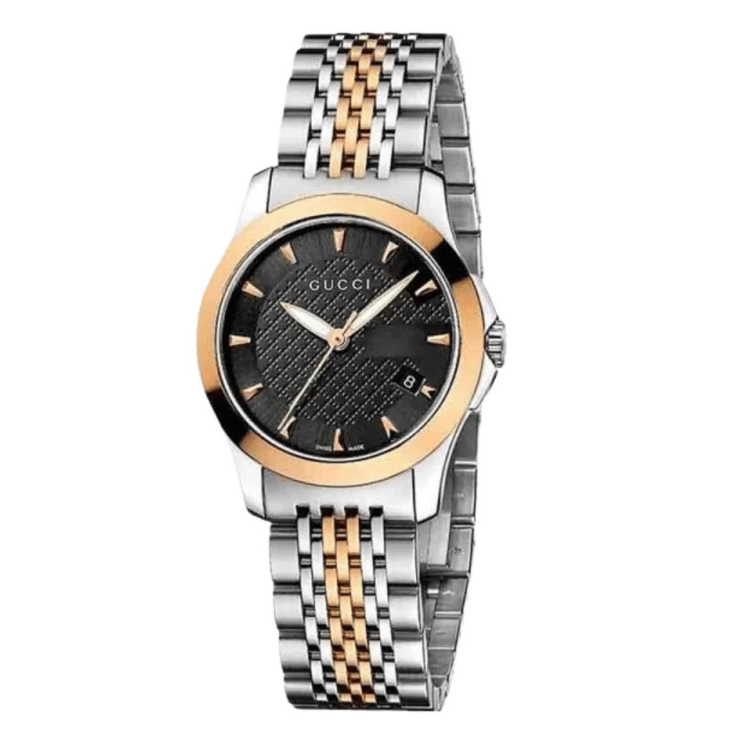 Gucci Women’s Swiss Made Quartz Stainless Steel Black Dial 27mm Watch YA126512