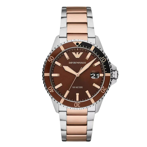 Emporio Armani Men’s Quartz Stainless Steel Brown Dial 42mm Watch AR11340