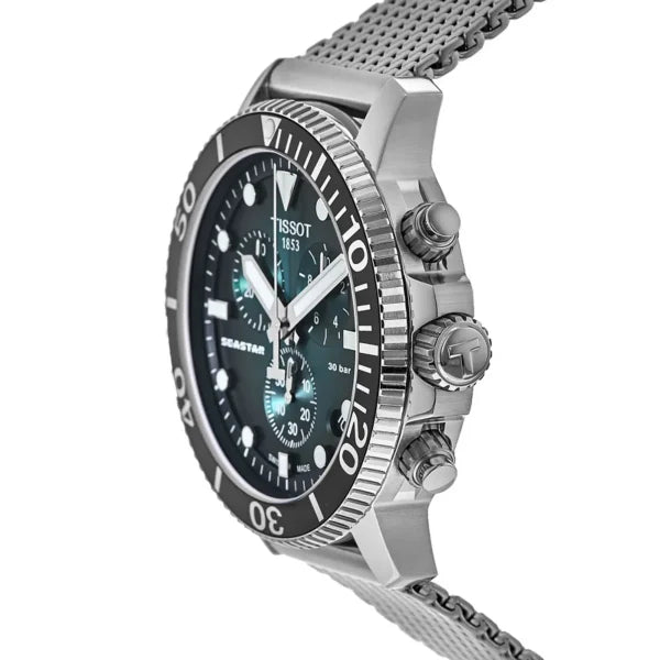 TISSOT Seastar 1000 Men’s Chronograph Quartz Swiss Made Stainless Steel Green Gradient Dial 45mm Watch T120.417.11.091.00
