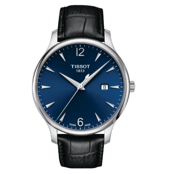 TISSOT Men’s Swiss Made Quartz Black Leather Strap Blue Dial 42mm Watch T063.610.16.047.00
