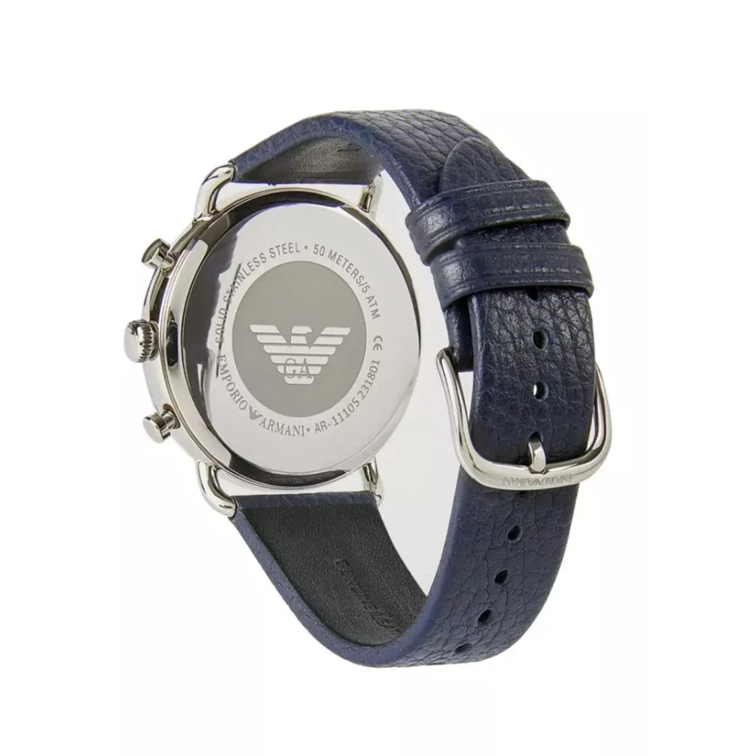 Emporio Armani Men’s Chronograph Quartz Leather Strap Blue Dial 43mm Watch AR11105