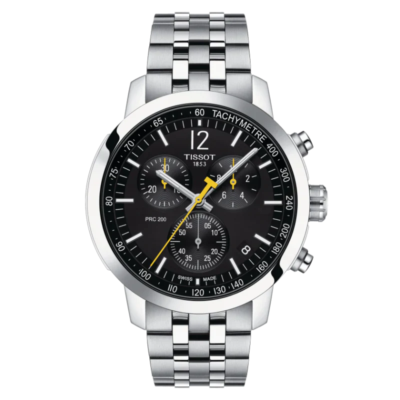 TISSOT PRC 200 Chronograph Men’s Quartz Swiss Made Stainless Steel Black Dial 43mm Watch T114.417.11.057.00