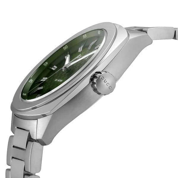 Gucci Men’s Swiss Made Quartz Silver Stainless Steel Green Dial 40mm Watch YA142313