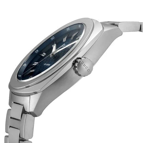 Gucci Men’s Swiss Made Quartz Silver Stainless Steel Blue Dial 41mm Watch YA142314