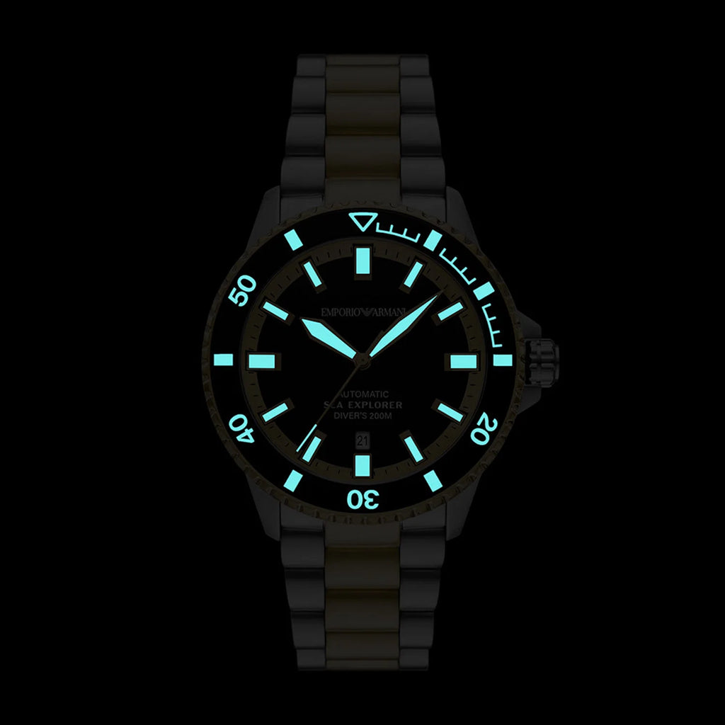 Emporio Armani Men’s Automatic Two-Tone Stainless Steel Black Dial 42mm Watch AR60089