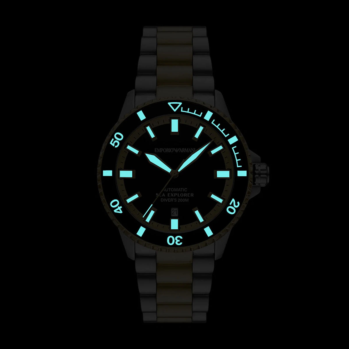 Emporio Armani Men’s Automatic Two-Tone Stainless Steel Black Dial 42mm Watch AR60089
