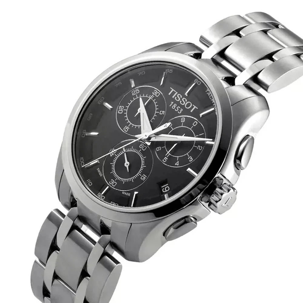 TISSOT Men’s Couturier Chronograph Quartz Swiss Made Stainless Steel Black Dial 41mm Watch T035.617.11.051.00