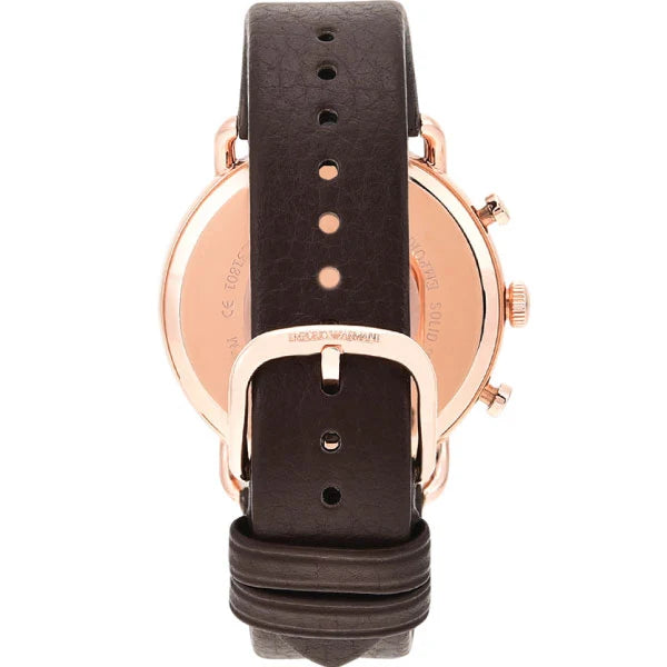 Emporio Armani Men’s Chronograph Quartz Brown Leather Strap Rose Gold Shine Dial 43mm Watch AR11106